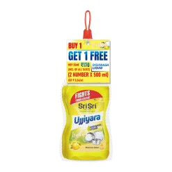Ujjiyara Liquid Dishwash Lemon - Removes Odour, 500ml (Buy 1 Get 1)